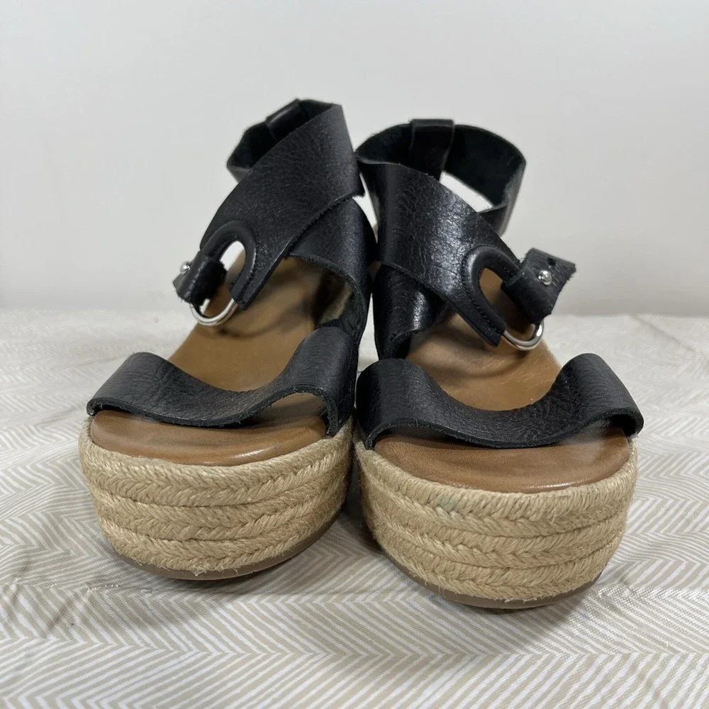 Inuovo Womens Freeman Espadrille Wedge Sandals Black Sz 39/9 Platform Y2K Preppy
